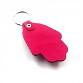 CAM Nazar Boncuklu Koyu Pembe Deri Anahtarlık - Çanta Süsü Anahtarlık - 2