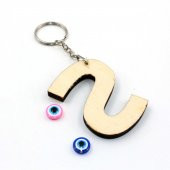 sk - S Harfi Nazar Boncuklu Ahşap Anahtarlık - Baş Harf Anahtarlık - Kişiye Özel Anahtarlık thumbnail 2