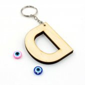 sk - D Harfi Nazar Boncuklu Ahşap Anahtarlık - Baş Harf Anahtarlık - Kişiye Özel Anahtarlık thumbnail 2