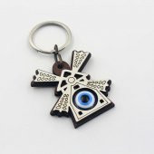 sk - YEL DEĞİRMENİ Nazar Boncuklu AHŞAP SIFIR Anahtarlık  Hediye Paketinde Gönderilecektir thumbnail 1