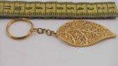 Sanat Taciri- Altın Sarısı Renkte Yaprak - Yonca - Metal Anahtarlık thumbnail 3