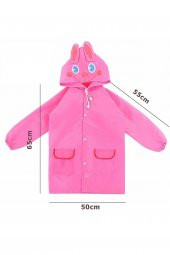 Pembe Çocuk Yağmurluk Karikatür Desenli Su Geçirmez - 2