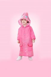 Pembe Çocuk Yağmurluk Karikatür Desenli Su Geçirmez - 1