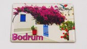 Sanat Taciri - Bodrum Kireçli Badanalı Çiçekli Evler Magnet - 1