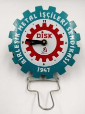 ÇALIŞIYOR DİSK 1947 SAAT BİRLEŞİK METAL ,İŞÇİLERİ SENDİKASI MASA SAATİ - 4