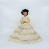 Antika El Yapımı Bebek - Gelinlik Giymiş Antika Bebek - Biblo - 36 cm - 1