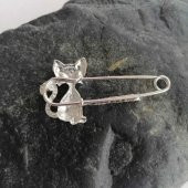Sanat Taciri Yakut Taşı Renginde - Kedi Rozet - Broş - Yaka İğnesi Çanta Süsü - 3