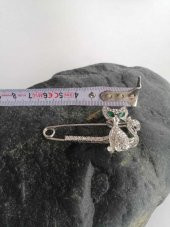 Sanat Taciri Yakut Taşı Renginde - Kedi Rozet - Broş - Yaka İğnesi Çanta Süsü - 4