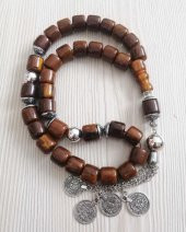 Dev Boy 52cm uzunluğunda Toz Kehribar Tesbih + Sıkma Kehribar Ağızlık+ Ahşap Kutu Büyük Habbeli Alpaka Püsküllü Tebih - 2