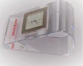 Sanat Taciri - Akbank Masa Saati - Çalışıyor - Dolgulu Cam Masa Süsü - Quartz Saat - 2