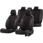 Otom Fiat Freemont 6+1 (7 Kişi) 2011-2016 Özel Üretim Koltuk Kılıfı Amsterdam Design Tay Tüyü Siyah - Kırmızı - 1
