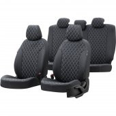 Otom Mini Cooper 2002-2013 Özel Üretim Koltuk Kılıfı Madrid Design Deri Siyah - Beyaz - 1