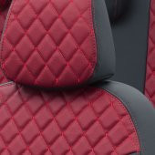 Otom Nissan Qashqai+2 (7 Kişi) 2007-2014 Özel Üretim Koltuk Kılıfı Madrid Design Deri Kırmızı - Siyah thumbnail 3