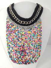 Kolye Gerdanlık Kadın Choker Bohem Kolyeler El Yapımı Uzun Püskül Boncuklar Bayan Kolye Takı Tasma - 1