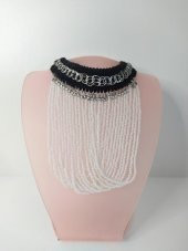 Kolye Gerdanlık Kadın Choker Bohem Kolyeler El Yapımı Uzun Püskül Boncuklar Bayan Kolye Takı Tasma - 1
