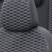 Otom Ssangyong Korando Sports 2012-2017 Özel Üretim Koltuk Kılıfı Tokyo Design Deri Siyah - Beyaz - 3