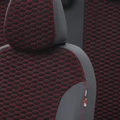 Otom Ford Transit Custom 2012-Sonrası 5+1 (6 Kişi) Özel Üretim Koltuk Kılıfı Tokyo Design Tay Tüyü Siyah - Kırmızı - 3