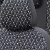 Otom Kia Rio 2017-Sonrası Özel Üretim Koltuk Kılıfı Amsterdam Design Deri Siyah - Beyaz - 3