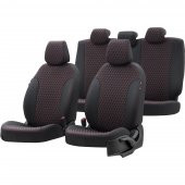 Otom Mitsubishi Lancer 2007-2017 Özel Üretim Koltuk Kılıfı Amsterdam Design Deri Siyah - Kırmızı - 1