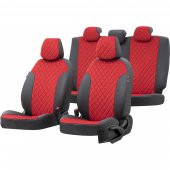 Otom Honda Civic 2001-2006 Özel Üretim Koltuk Kılıfı Madrid Design Tay Tüyü Kırmızı - Siyah - 1