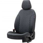 Otom Nissan Micra 2019-Sonrası Özel Üretim Koltuk Kılıfı Amsterdam Design Deri Siyah - Beyaz - 2
