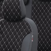 Otom Ford Mondeo 2015-Sonrası Özel Üretim Koltuk Kılıfı Madrid Design Tay Tüyü Siyah - Beyaz - 3
