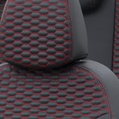 Otom Renault Clio 4 Symbol 2012-Sonrası Özel Üretim Koltuk Kılıfı Tokyo Design Deri Siyah - Kırmızı - 3