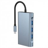 Coofbe 87W 7in1 PD Type C Çevirici Adaptör, 1x 4K HDMİ, 1x VGA, 1x RJ45, 1x PD Type C, 3x USB HUB - 1