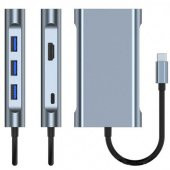 Coofbe 87W 7in1 PD Type C Çevirici Adaptör, 1x 4K HDMİ, 1x VGA, 1x RJ45, 1x PD Type C, 3x USB HUB - 3