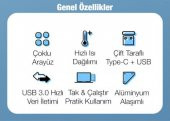 Coofbe 5in1 ype-C + USB Girişli Çevirici Çoğaltıcı Hub USB 3.0 Hızlı Veri Aktarım Tak Çalıştır - 3