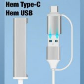 Coofbe 5in1 ype-C + USB Girişli Çevirici Çoğaltıcı Hub USB 3.0 Hızlı Veri Aktarım Tak Çalıştır - 6