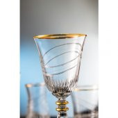 Kcd Seremoni Altın Kesme El Dekor Yaldızlı Desenli Cam 6 Adet Ayaklı Bardak Kadeh thumbnail 1