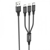Coofbe 3in1 1 Metre USB To Type-C, iPhone Lightning,  Micro USB Şarj ve Data Kablosu, 2A Halat Kablo - 1