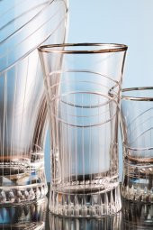 Kcd Seremoni Platin Kesme El Dekor Yaldızlı 6 Adet Desenli Su Ve Meşrubat Bardak Takımı thumbnail 1