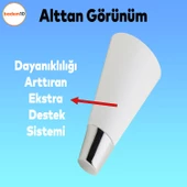 Konik Lüks Mobilya Kanepe Sehpa Tv Ünitesi Koltuk Ayağı 12 Cm Beyaz Krom Ayakları - 3