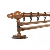 Ceviz Çift Raylı Ahşap Rustik Perde Askısı - 225 CM thumbnail 1