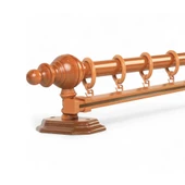 Meşe Tek Raylı Ahşap Rustik Perde Askısı - 225 CM thumbnail 1