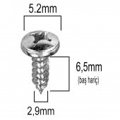 Aletçantam Silindir Başlı Küçük Vida Mini Sac Vidası Ysb 2.9x6.5 -500 Adet - 2