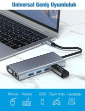 Coofbe 100W Multifonksiyonel 11in1 Type-C Dönüştürücü, 3x USB, 1x PD Type C, 1x RJ45, 1x HDMİ,1x VGA - 4