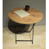 Masa Sandalye Katlanır Bistro Takımı 60cm Çam Desenli Masa Keten Gri Sandalye - 2