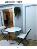 Masa Sandalye Katlanır Bistro Takımı 60cm Beyaz Masa Beyaz Suni Deri Sandalye - 6