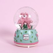Sevimli Flamingolar Işıklı Müzikli Kar Küresi / Yeşil 80sz - 2