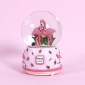 Sevimli Flamingolar Işıklı Müzikli Kar Küresi / Pembe 80sz - 1