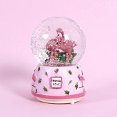 Sevimli Flamingolar Işıklı Müzikli Kar Küresi / Pembe 80sz - 2