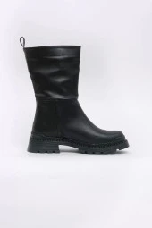 Capri Vegan Deri Termal Kauçuk Siyah Rengi Yarım Bot 45027 thumbnail 2