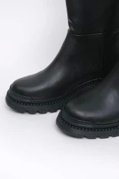 Capri Vegan Deri Termal Kauçuk Siyah Rengi Yarım Bot 45027 thumbnail 6