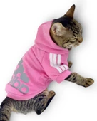 Pembe Adidog Kapşonlu Kedi Sweatshirt Kazak Duo - 1