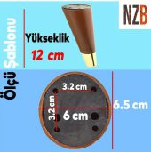 Lüks Mobilya Sehpa TV Ünitesi Koltuk Ayağı 12 cm Kahverengi Ahşap Desenli Gold Ayak - 6
