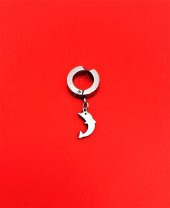 316L CERRAHİ ÇELİK YUNUS FİGÜR KISTIRMALI 1 (TEK) ADET ÇELİK KÜPE-ÇLKGFKÜ17 - 1