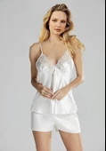LOWELA PARİS 2005 Ekru  Saten Kısa Gecelikli 6 Lı Çeyiz Seti thumbnail 3